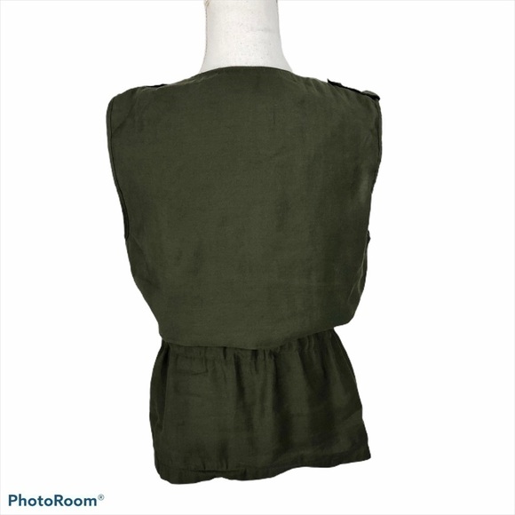 Takara Army Green Full Zip Waist Tie Top Medium - Picture 5 of 7